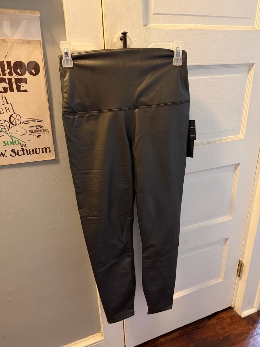 90 Degree By Reflex Black Faux Leather Leggings - Medium